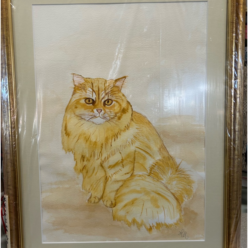 Hand painted cat in frame